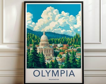 Olympia Wall Art, Washington State Capitol Poster, Nature Landscape Print, Pacific Northwest Decor, Scenic City Artwork