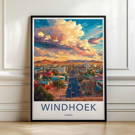 Windhoek Namibia Wall Art, Cityscape Print, Sunset Urban Decor, Colorful Landscape Poster, Home Office Decor, Namibia Travel Gift