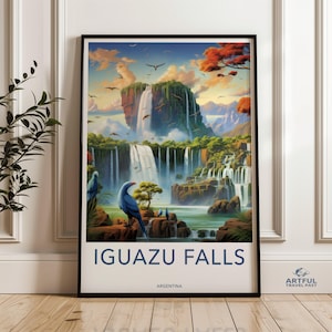 Iguazu Falls Wall Art, Argentina Poster, Waterfall Scenic Print, Nature Landscape Decor, Travel Destination Artwork Print