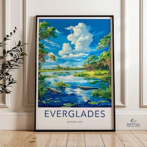 Poster da parete Everglades National Park, stampa di paesaggi naturali della Florida, verde e scena d'acqua vivaci, arredamento per la casa