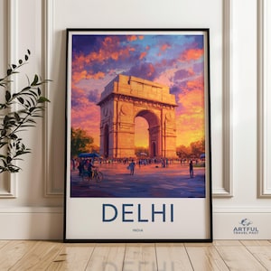 Delhi India Wall Art, India Gate Art, Travel Poster, India Travel Art, Delhi Landmark Print, India Wall Decor, India Art, Travel Wall Art