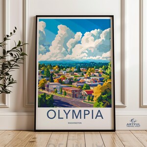 Olympia Washington wall art, cityscape prints, colorful landscape poster, home decor, scenic artwork, Washington state art