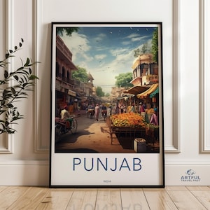 Punjab Wall Art, Indian Market Scene, Cultural Landmark Print, Historical Punjab Decor, Vibrant Street Poster, Architectural Wonders, India