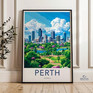 Perth Wall Art, Perth Cityscape Print, Australia Travel Poster, Perth Skyline Artwork, City Wall Decor, Urban Landscape Art