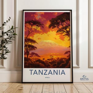 Tanzania Wall Art, African Wildlife Print, Sunset Landscape Poster, Serengeti Decor, Nature Wall Art, Safari Wall Art