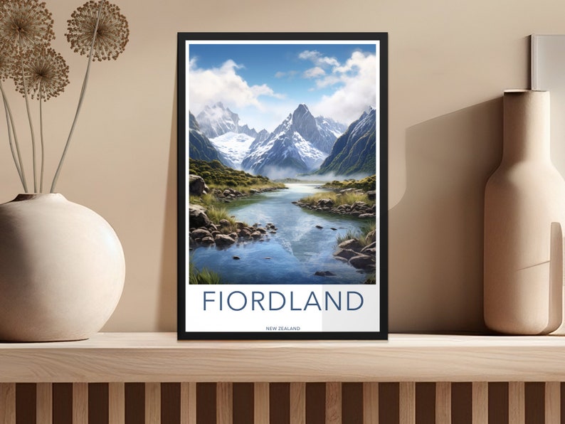 Mountain Wall Art, Fiordland National Park Print, New Zealand Nature