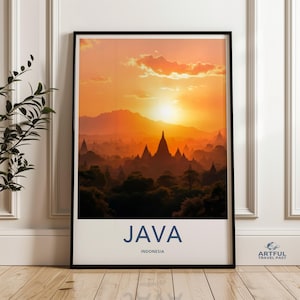 Java Indonesia Wall Art, Travel Poster Java, Indonesian Travel Print, Java Scenic Decor, Java Vacation Souvenir, Java Artwork Print