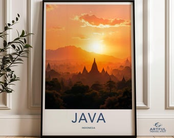 Java Indonesia Wall Art, Travel Poster Java, Indonesian Travel Print, Java Scenic Decor, Java Vacation Souvenir, Java Artwork Print