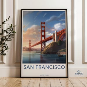 San Francisco Wall Art, Golden Gate Bridge Print, USA Cityscape Art, Famous Landmarks Poster, California Home Decor