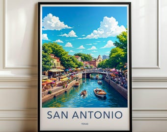 San Antonio Wall Art Texas Skyline Art Print Wall Decor Cityscape Poster Home Decoration Scenic Artwork