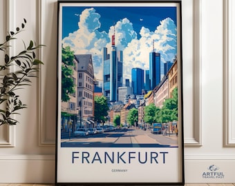 Frankfurt skyline wall art, cityscape print, urban decor, modern wall decor, skyline poster, Germany city art, home decor