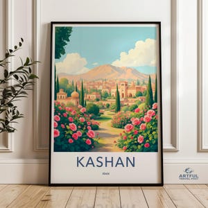 Kashan Iran Landscape Wall Art, Beautiful Garden Scene Print, Colorful Floral Wall Decor, Persian Inspired Artwork
