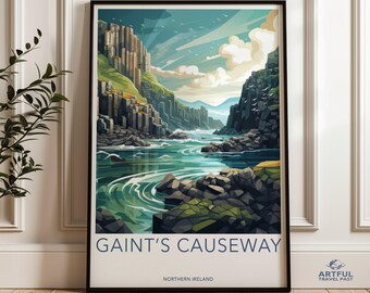 Giant's Causeway Wall Art, Northern Ireland Print, Coastal Landscape Poster, Beautiful Nature Scene, Historical Landmark Art