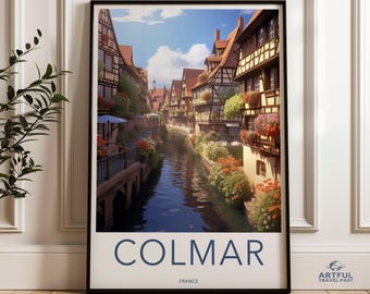 Colmar France Wall Art, Scenic Canal View Print, Historic European Village Decor, Charming Streets and Architecture Poster