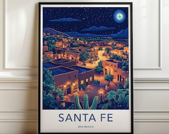 サンタフェ旅行ポスター：ニューメキシコ州の壁画アート - Etsy 日本