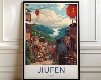 台湾・九份の水彩画：アジアのランタンストリートアート - Etsy 日本