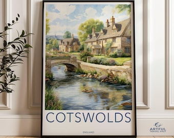 Cotswolds Wall Art Print, English Countryside Decor, Scenic Village Poster, Nature and Architecture Artwork, UK Travel Souvenir