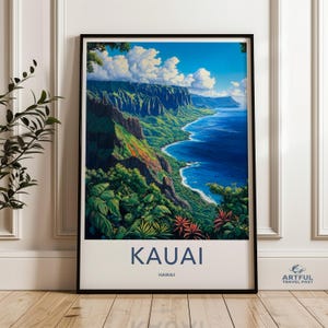 Kauai Hawaii Wall Art, Scenic Coastal Art, Hawaiian Island Print, Tropical Landscape Poster, Nature Decor, Ocean View Artwork