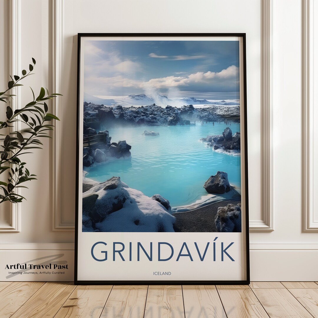 Grindavik Iceland Wall Art, Blue Lagoon Print, Scenic Iceland Poster
