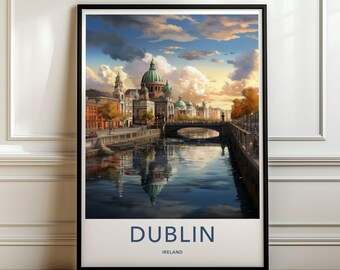 Dublin Wall Art Print, Vintage Dublin Poster, Ireland Cityscape, Historic Dublin Landmark, Home Decor, Travel Inspired Art