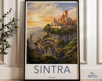 Sintra Wall Art, Historic Castle Print, Portugal Travel Poster, European Architecture Art, Vintage Landscape Decor, Home Office Decor