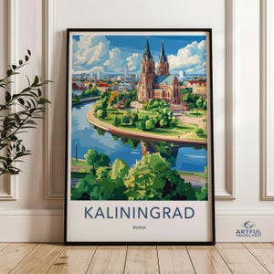 Kaliningrad Russia wall art, Cityscape print, Modern travel poster, Scenic city view, Home decor, High quality artwork