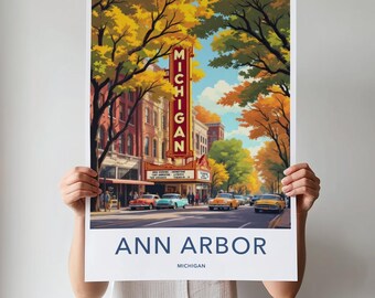 ヴィンテージのアナーバーウォールアート、ミシガン州のレトロポスター