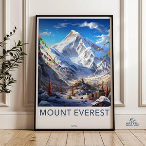 Mount Everest Wandkunst, Himalaya Berg Druck, Everest Basislager Poster, Nepal Klettern Dekor, Abenteuer Reise Geschenk, Landschaft Kunstwerk