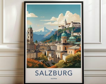 Salzburg Wall Art, Stunning Salzburg Print, Historic Salzburg Poster, Austrian Landmark Artwork, Beautiful Salzburg Skyline, Cultural