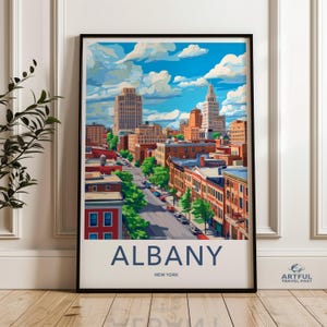 Albany Cityscape Wall Art, New York Skyline Print, Urban Decor, Architectural Artwork, Downtown Poster, City View Home Decor