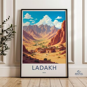 Ladakh India Wall Art, Himalayan Mountain Landscape Print, Scenic Nature Photography, Travel Poster, Cultural Decor for Homes
