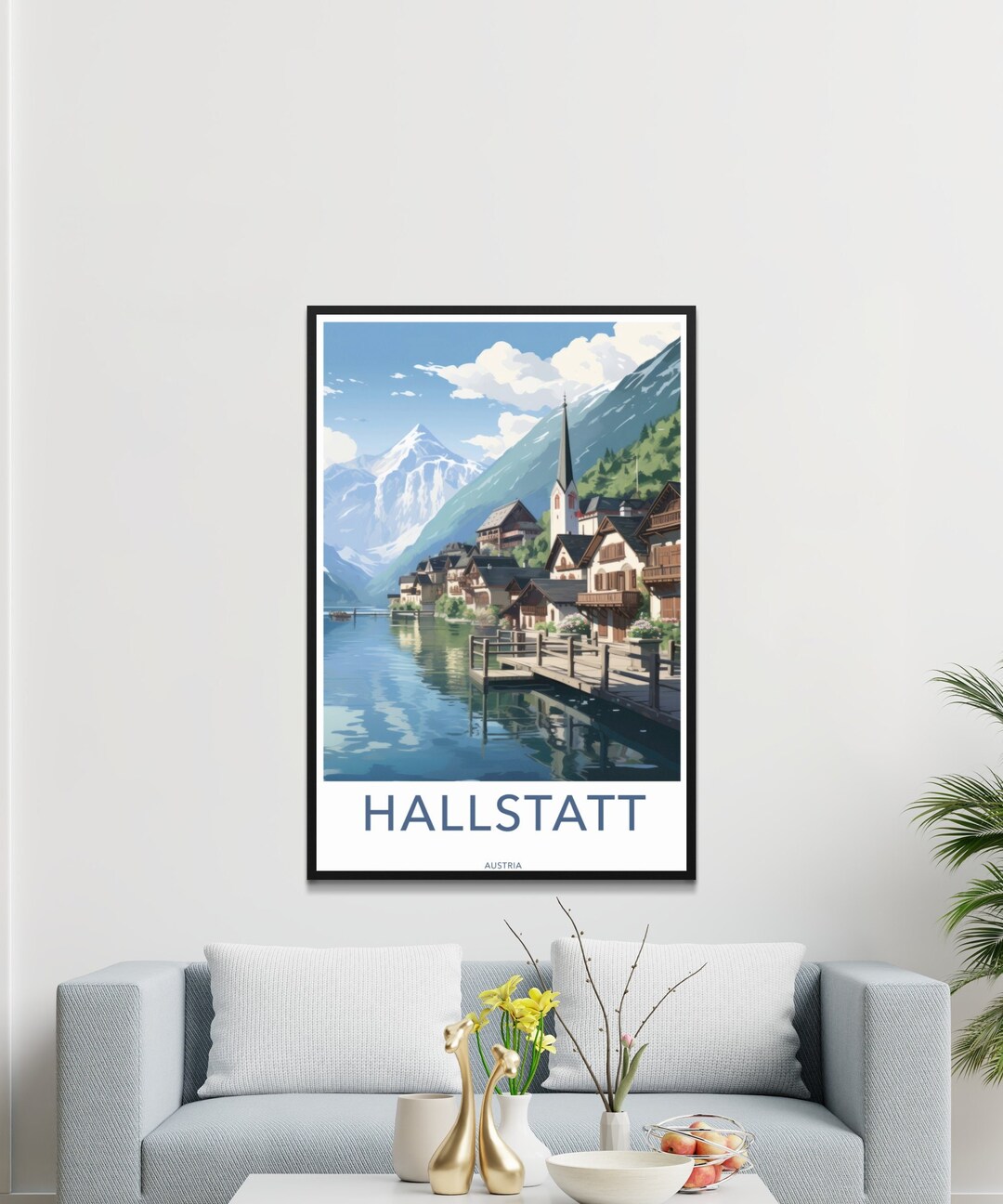 Hallstatt Austria Wall Art Printable, Mountain Village Scenery, Digital ...