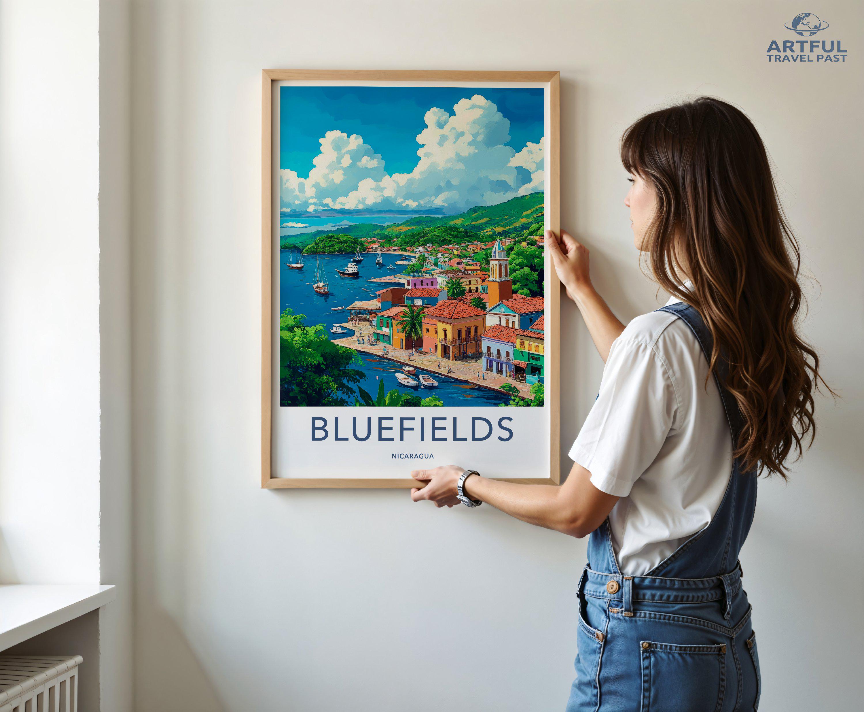 Bluefields Nicaragua Wall Art, Coastal Town Poster, Caribbean