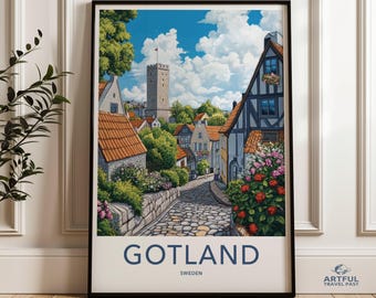 Gotland Sweden Wall Art, Scandinavian Town Print, European Village Poster, Travel Photography Art, Historic Architecture Decor