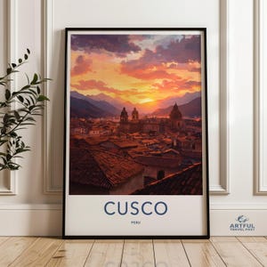 Cusco Peru Wall Art Print, Travel Poster, Retro Style Home Decor, Vintage Travel Print, South American Wall Art, Gift for Traveler