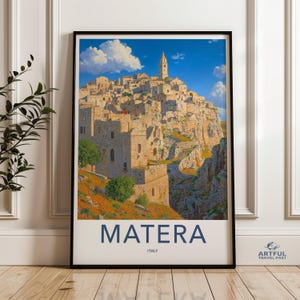 Matera Italy wall art, Italian architecture print, historic cityscape decor, travel art, scenic Italy poster, Italian landmark