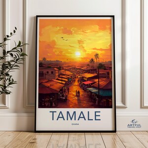 Tamale Ghana Wall Art Print, Sunset Market Scene Poster, African Cityscape Artwork, Vibrant Home Decor, Travel Memory Keepsake