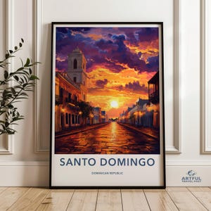 Santiago Street Sunset, Dominican Republic, Colorful Cityscape Print, Decor Art, Wall Art, Santiago Dominican Republic Decor