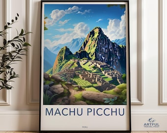 Machu Picchu Wall Art, Historical Peru Poster, Ancient Inca Citadel Print, Travel Destination Artwork, Scenic Andes Mountains Decor