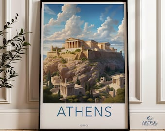 Athens Greece Wall Art, Acropolis of Athens Poster, Historic Landmark Print, Ancient Greece Decor, Cultural Heritage Artwork