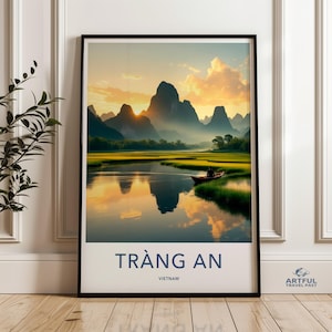 Ninh Binh Vietnam Wall Art, Scenic Vietnam Landscape Print, Trang An Travel Poster, Vietnamese Nature Decor, Water Reflection Art