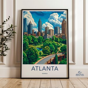 Atlanta Georgia Wall Art, Cityscape Print, Atlanta Skyline, Travel Poster, Home Decor, Modern Wall Decor, Atlanta Art, Urban Art, Gift Idea