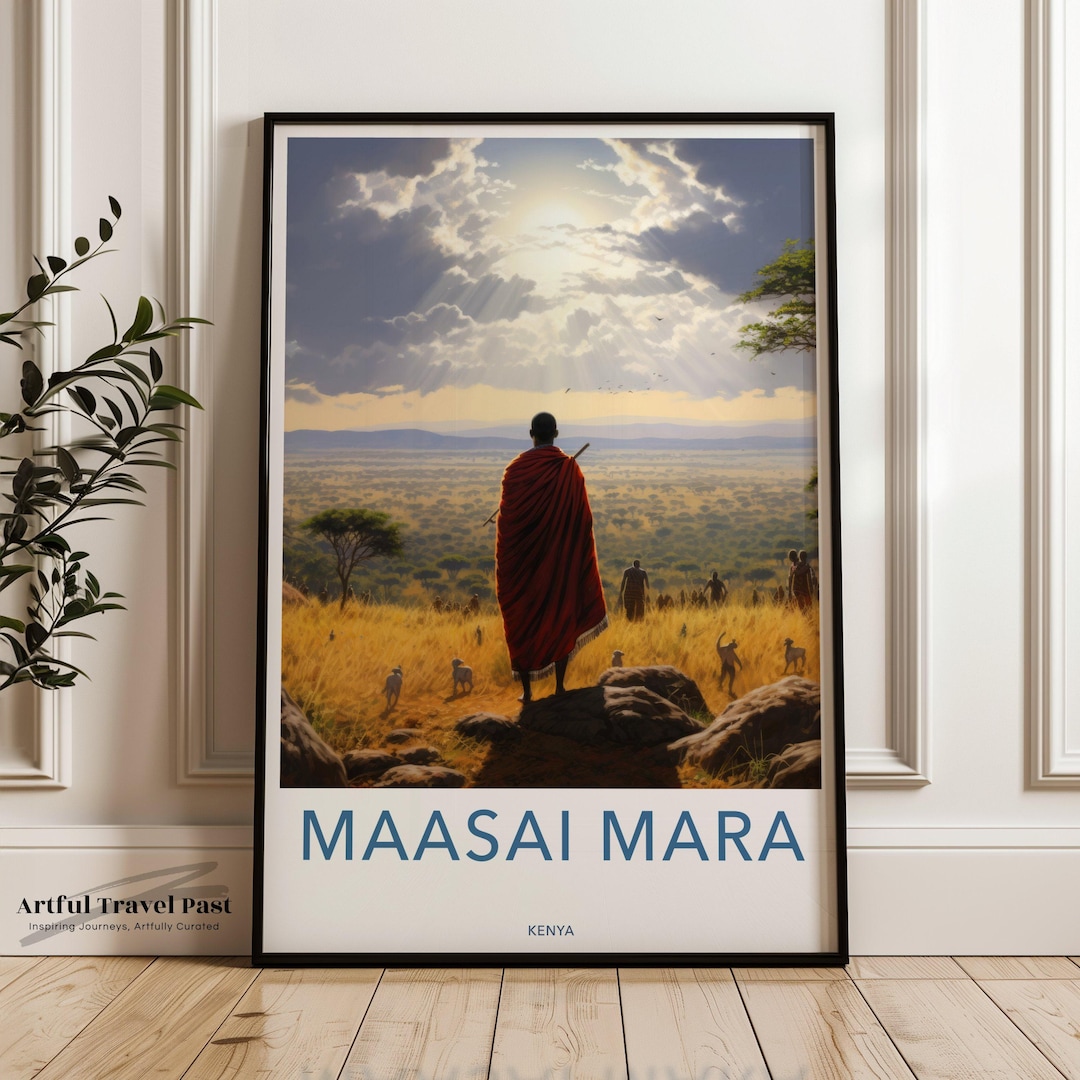 Maasai Mara Wall Art, Kenya Landscape Print, African Savanna Decor