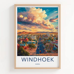 Windhoek Namibia Wall Art, Cityscape Print, Sunset Urban Decor, Colorful Landscape Poster, Home Office Decor, Namibia Travel Gift image 11