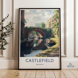 Castlefield Manchester scenic wall art, Cityscape poster, Urban landscape print, Travel decor, Architecture photograph, UK travel art