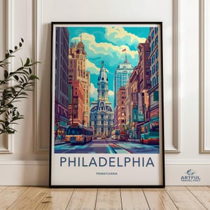 Philadelphia Cityscape Wall Art, Pennsylvania Urban Landscape Print, Colorful City Scene, Downtown Philadelphia Poster
