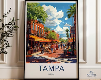 Tampa Florida Wall Art, Cityscape Print, Travel Poster, Florida Art, Sunshine State Artwork, USA Travel Gift, American City Wall Decor