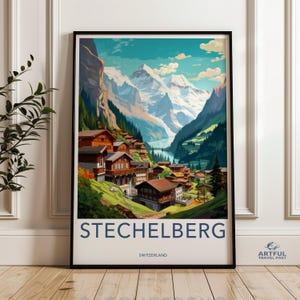 Stechelberg Wall Art, Switzerland Landscape Print, Alps Mountain Village Poster, Scenic European Wall Decor, Swiss Travel Art