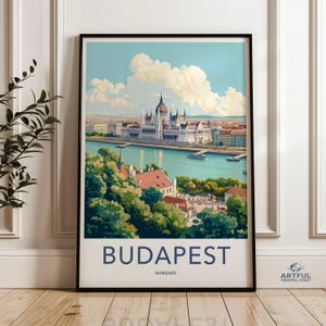 Budapest Hungary Wall Art, European Cityscape, River View Print, Travel Poster, Vibrant Architecture, Home Decor