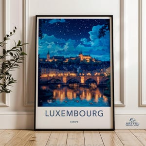 Luxemburg Wandkunst, Europa Reiseplakat, Stadtansicht Druck, Nachthimmel Kunst, Luxemburg Stadt, Hauptdekor, Geschenkidee, Wanddekor, Kunstdruck
